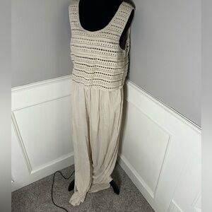 NWT Cream Crochet Top Wide-Leg Jumpsuit | Size L